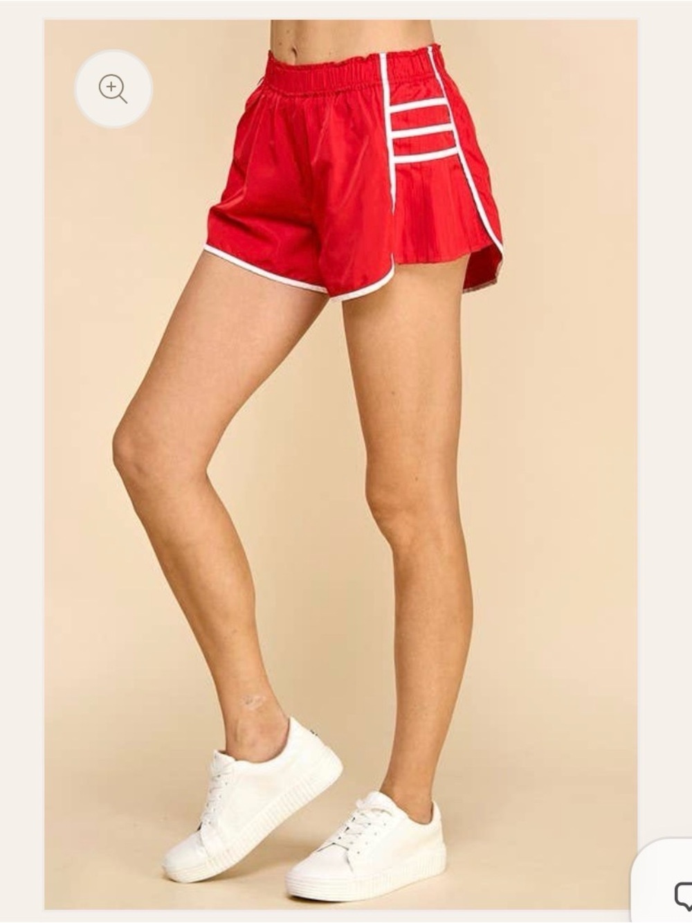 2 for $20 sale: TCEC red side pleat shorts with white piping - L